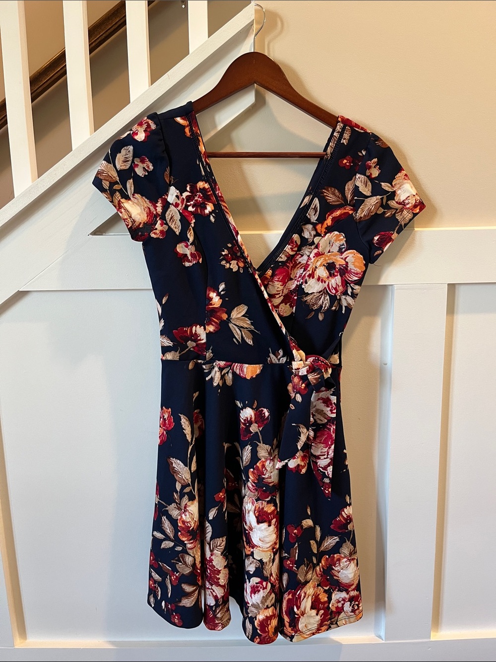 Women's Navy Floral Wrap Dress